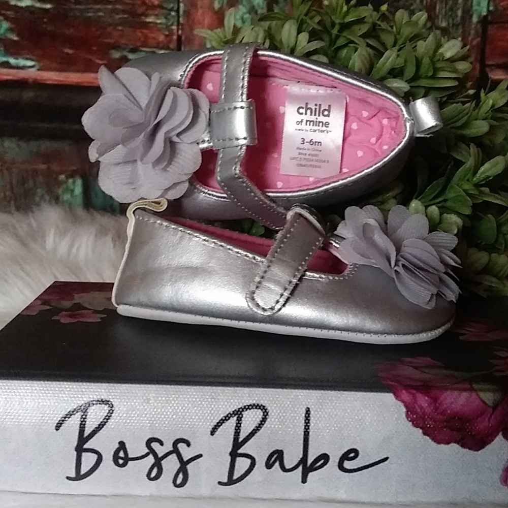 Baby girls silver dress shoes